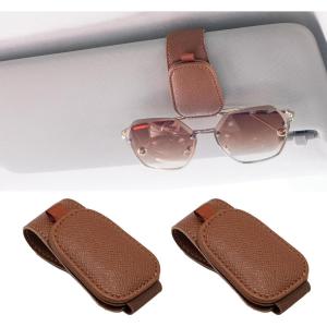 imageYuoyar 2 Packs Magnetic Sunglass Holder for Car Visor  Universal Sunglasses Clip for Different Size Eyeglasses  Convenient Interior Car Accessories GreyBrown