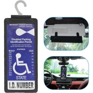 imageYuoyar Portable Handicap Placard Holder for Auto  Ultra Transparent Handicapped Placard Holder Protector Hanger Sleeve  Placard Holder for Disability Parking OffWhiteblack