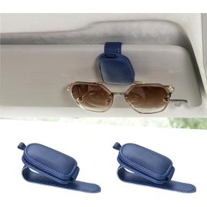 imageYuoyar Sunglass Holder for Car Magnetic Leather Sunglasses Holder and Ticket Card Clip Car Visor Accessories 2 Packs BlackBlue