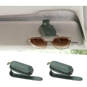 imageYuoyar Sunglass Holder for Car Magnetic Leather Sunglasses Holder and Ticket Card Clip Car Visor Accessories 2 Packs BlackGreen