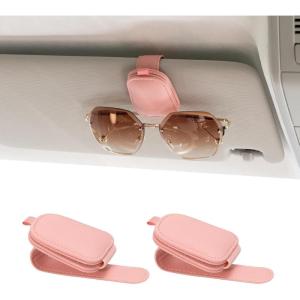 imageYuoyar Sunglass Holder for Car Magnetic Leather Sunglasses Holder and Ticket Card Clip Car Visor Accessories 2 Packs BlackPINK