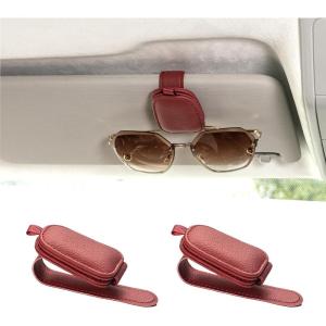 imageYuoyar Sunglass Holder for Car Magnetic Leather Sunglasses Holder and Ticket Card Clip Car Visor Accessories 2 Packs BlackRed