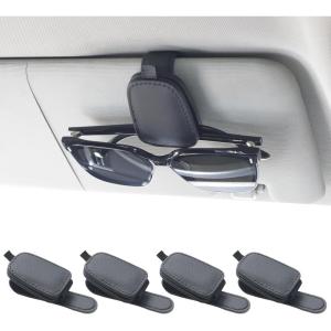 imageYuoyar Sunglass Holder for Car Magnetic Leather Sunglasses Holder and Ticket Card Clip Car Visor Accessories 4 Packs 4Pcs Black4Pcs Black