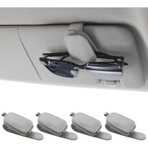 imageYuoyar Sunglass Holder for Car Magnetic Leather Sunglasses Holder and Ticket Card Clip Car Visor Accessories 4 Packs 4Pcs Black4Pcs Silver Grey