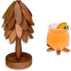 imageYuoyar Trivets Wooden TreeShaped Sapeli Wood Drink Trivets Set for Coffee Table Kitchen Table DecorWood1