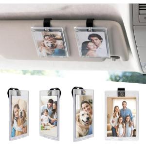 imageYuoyar 4 Pcs Magnetic Car Picture Holder for Visor  Car Photo Holder with Clips for Easy Display  Visor Clip Photo Frame for 3 Inch Photos